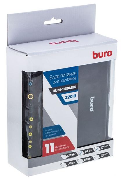 Блок питания Buro BUM-1130M90 ручной 90W 12V-20V 11-connectors 3.75A 1xUSB 1A от бытовой электросети LED индикатор фото 7