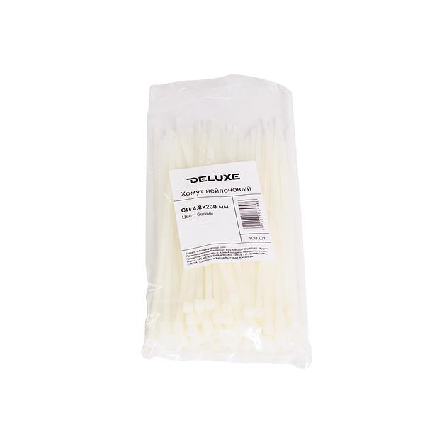Хомут нейлоновый Deluxe СП 4.8*200 мм (Б) (100 штук в упаковке) СП 4.8*200 мм (Б) white фото 3