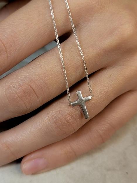 Серебряная цепочка чокер с крестиком фото 2