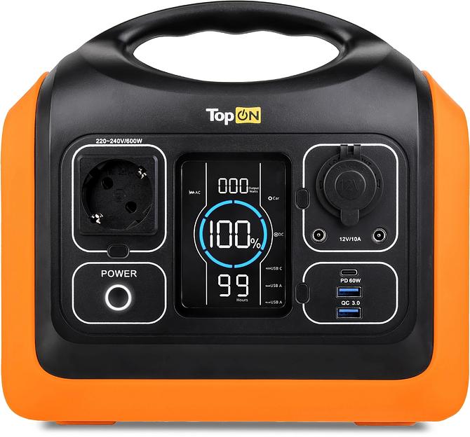 Электростанция портативная TopON TOP-X600 186000mAh 10A QC3.0/PD3.0 3xUSB черный/оранжевый (103257) фото 2