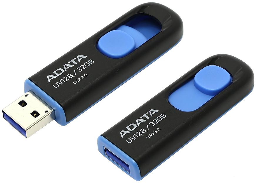 Флеш Диск A-Data 32Gb DashDrive UV128 AUV128-32G-RBE USB3.0 черный/синий фото 1