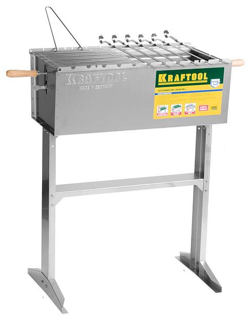 KRAFTOOL 300 x 600 x 800 мм, 6 шампуров, 1 решетка, поддон для угля, стационарный мангал (68320) фото 1