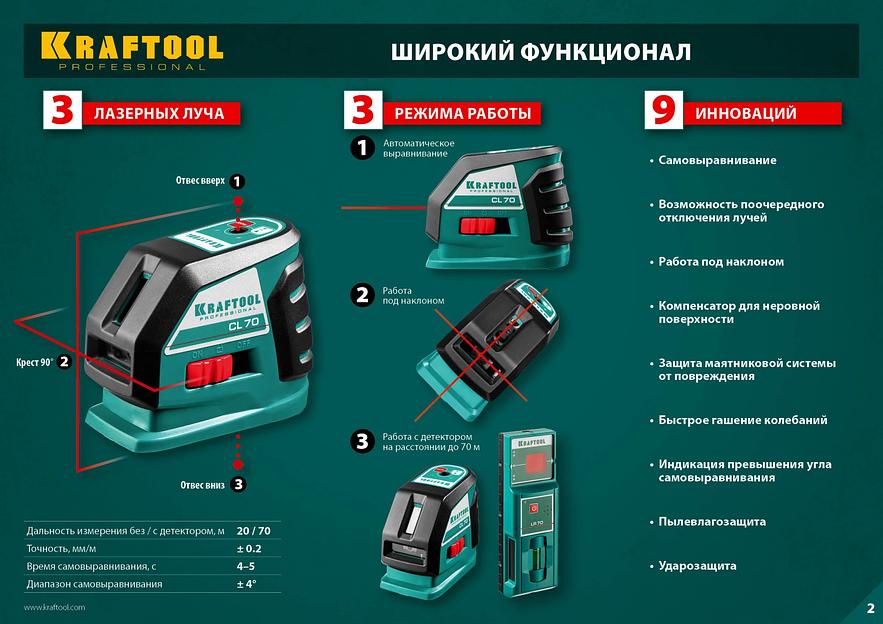 KRAFTOOL CL-70, лазерный нивелир (34660) фото 7