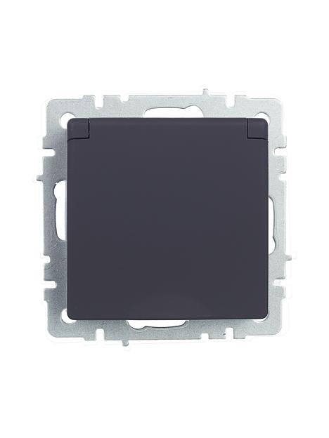 BRITE Розетка одинарная с заземлением с защитными шторками и крышкой 16А IP44 РСбш10-3-44-БрГ графит фото 5