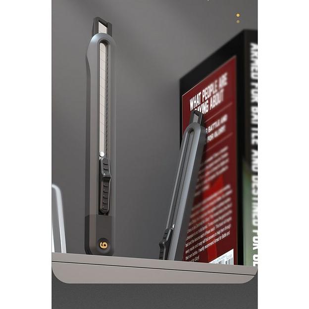 Нож Deli Технический нож "Home Series Black" Deli HT4009 ширина лезвия 9мм, эксклюзивный дизайн, корпус из высококачественного софттач пластика фото 4