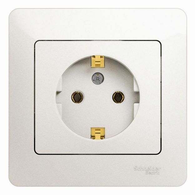 Systeme electric GSL000642 GLOSSA РОЗЕТКА с заземлением, 16А, в сборе, ПЕРЛАМУТР фото 1