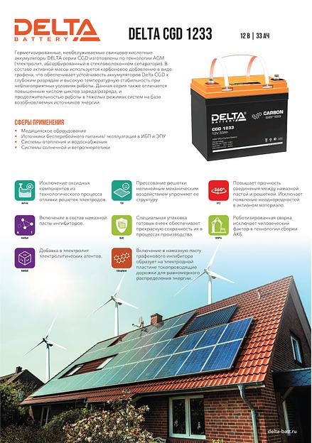 Аккумуляторная батарея DELTA BATTERY CGD 1233 фото 3
