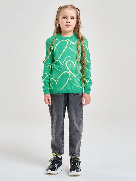 Джемпер «Сердечки» зелёный, для девочек ОПТ фото 6
