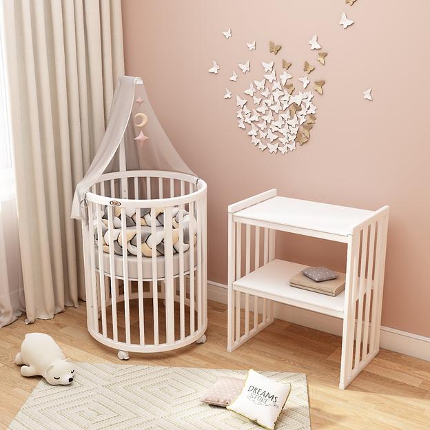 Круглая кровать-трансформер 8 в 1 Dreams, Премиум, Белый, опт фото 2