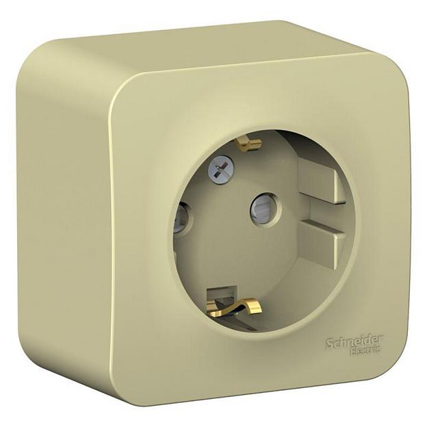 Розетка 1-м ОП Blanca 16А IP20 250В с заземл. защ. шторки с изолир. пластиной беж. SE BLNRA011117 фото 1