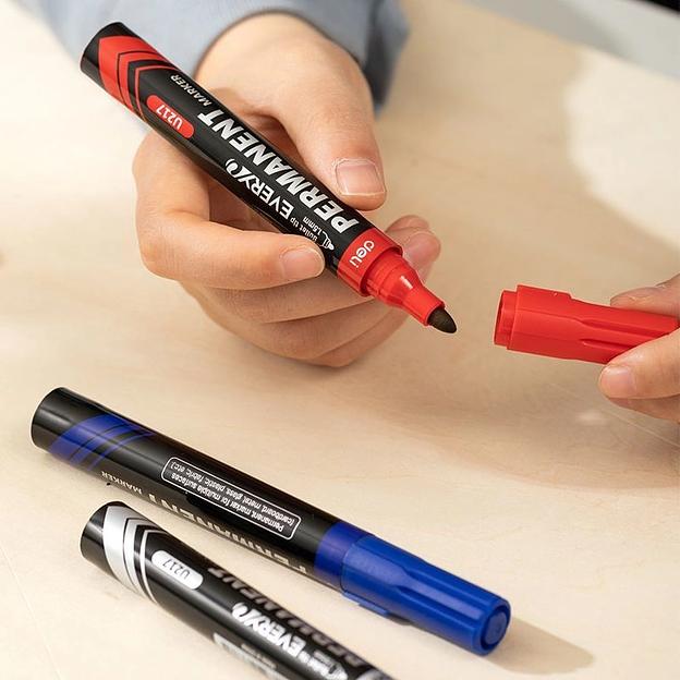 Маркер перманентный Deli EU217-BL Everyu круг. пулевидный пиш. наконечник 1.5мм заправляемый синий фото 3