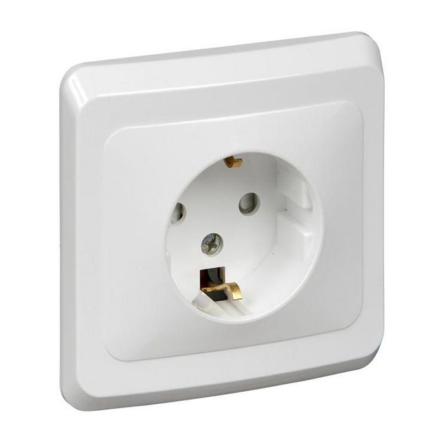 Systeme electric PC16-004B ЭТЮД С/У РОЗЕТКА с заземлением со штороками 16А 250B, БЕЛЫЙ, Россия фото 1
