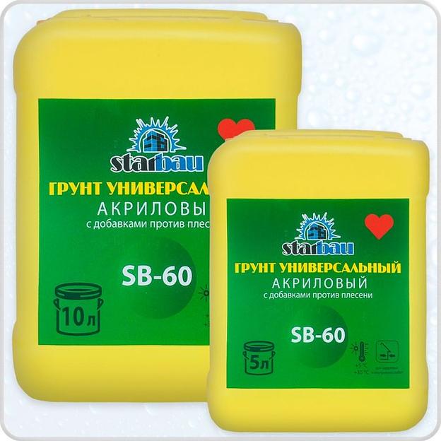 Грунтовка универсальная StarBau SB 60 (с добавками против плесени) 10л фото 1