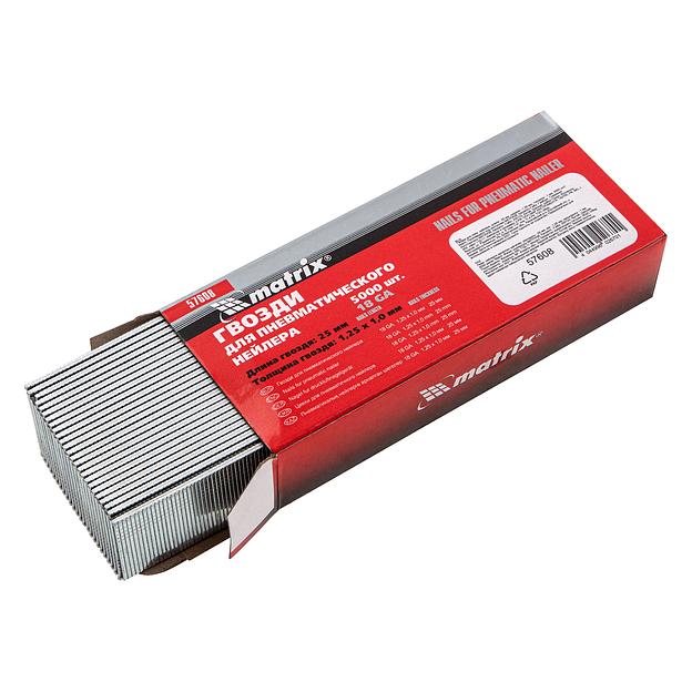 Гвозди для пнев. нейлера, длина - 25 мм, ширина - 1,25 мм, толщина - 1 мм, 5000 шт фото 1