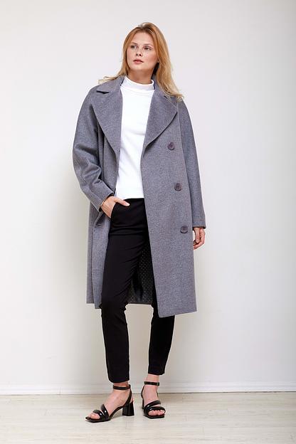 Женское демисезонное пальто двубортное Mmoda серый, арт.2202662-1 фото 4