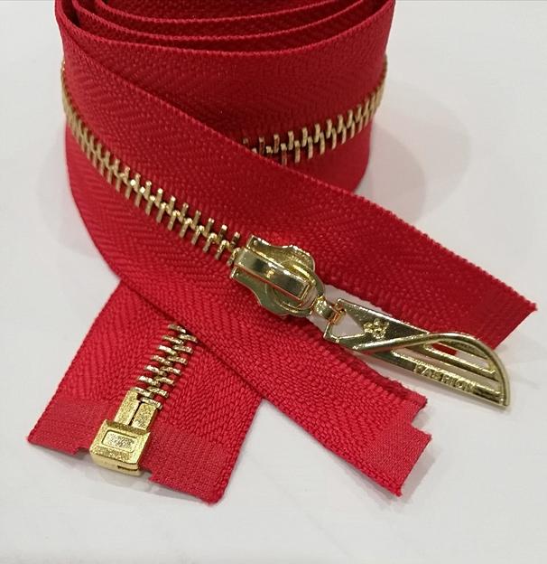 Молния металл №5 80см. 1зам. золотой зуб Красный фото 1