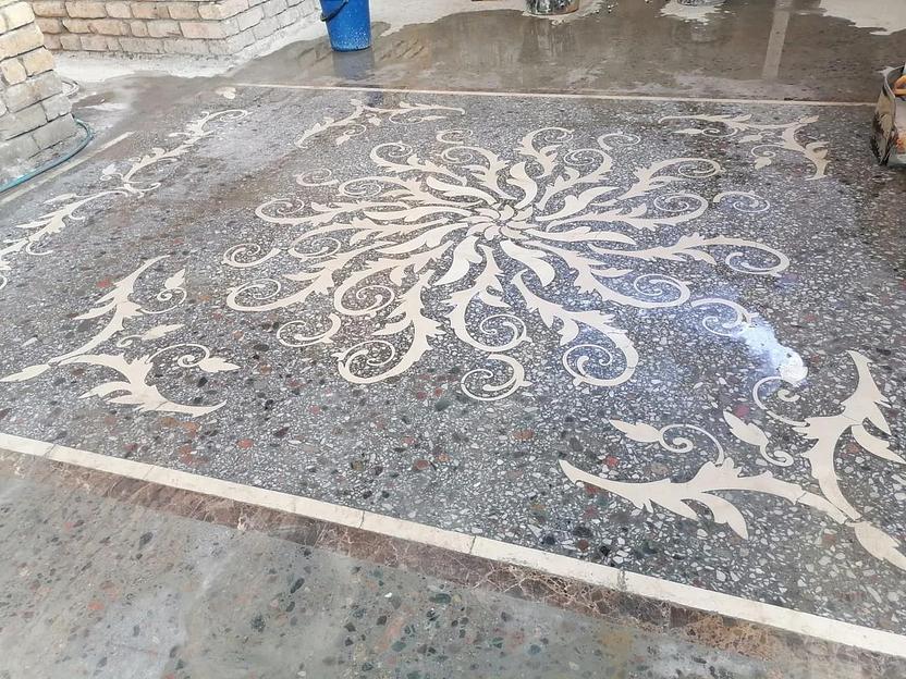 Изготовление напольной розетки из бетона и натурального камня фото 1