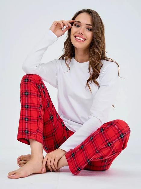 Новогодняя пижама со штанами (белая кофта) «Mazeri» ОПТ фото 4