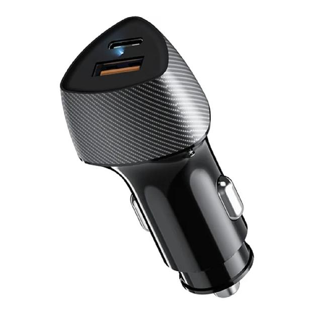 Автомобильное зарядное устройство с двумя портами (USB-A QC 3.0 + USB-C PD) со световой индикацией, 51Вт, черное REXANT фото 1