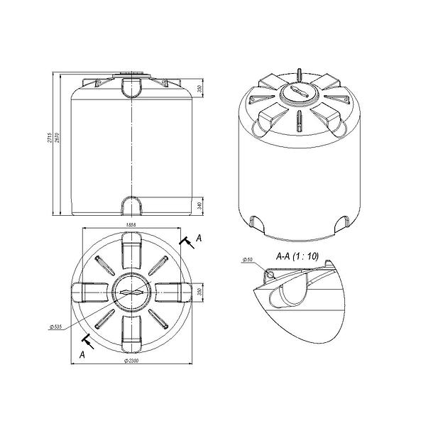 Емкость TR 10000 литров, цвет синий. фото 3