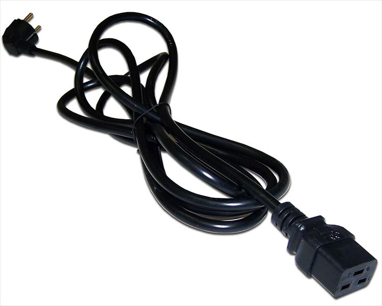 Шнур питания C19-Schuko угловая, 3х1.5, 220В, 16А, черный, 1 метр (LAN-PP19/SHA-1.0-BK) фото 1