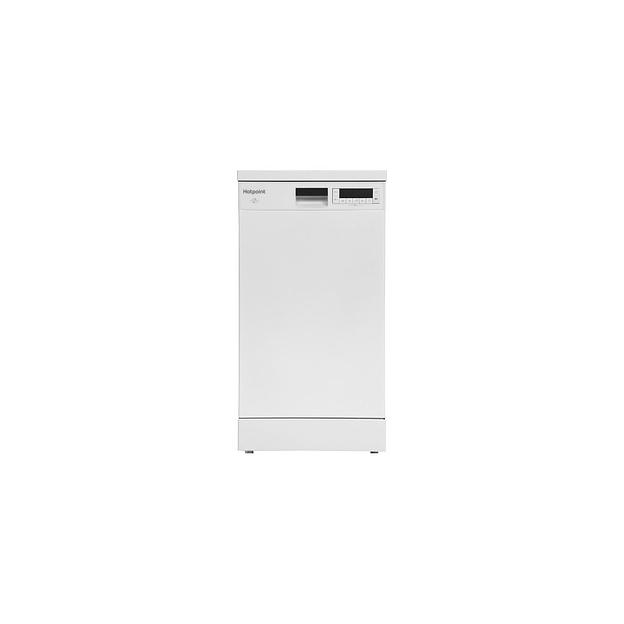 Посудомоечная машина HOTPOINT HFS 1C57, узкая, напольная, 44.8см, загрузка 10 комплектов, белая [869894600010] фото 1