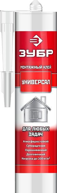 ЗУБР 300 мл, белый, универсальный монтажный клей (41331) фото 1