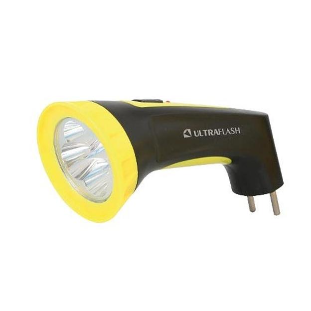 Ultraflash LED3804M (фонарь аккум 220В, черный/желтый, 4 LED, SLA, пластик, коробка) фото 1
