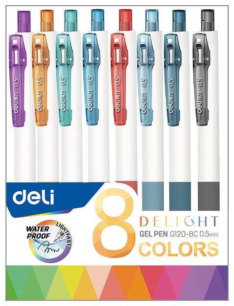Набор ручек гелев. Deli EG120-8C (8шт) 8цв. фото 1