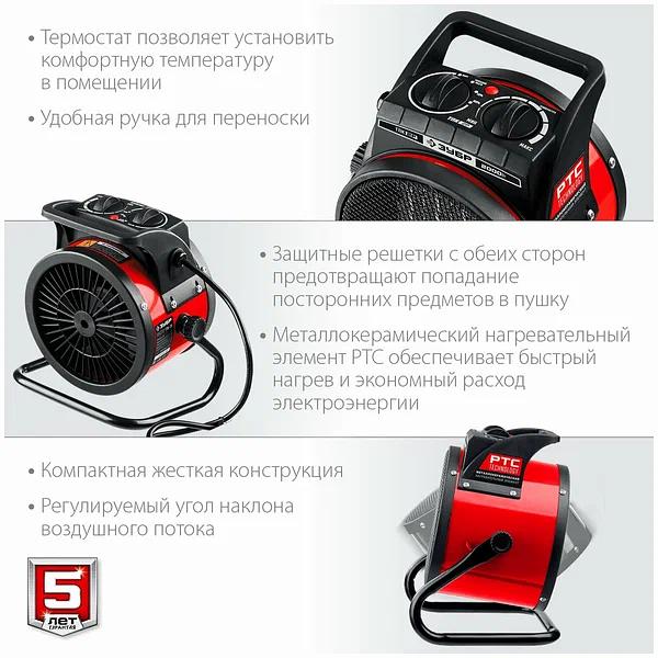 Электрическая тепловая пушка ЗУБР ТПК-2Р фото 3