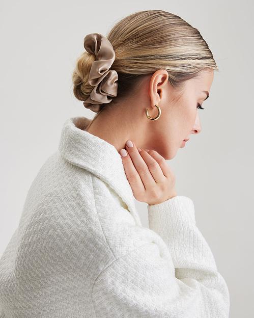 Шёлковая резинка для волос Classic «Cappuccino» ОПТ фото 3