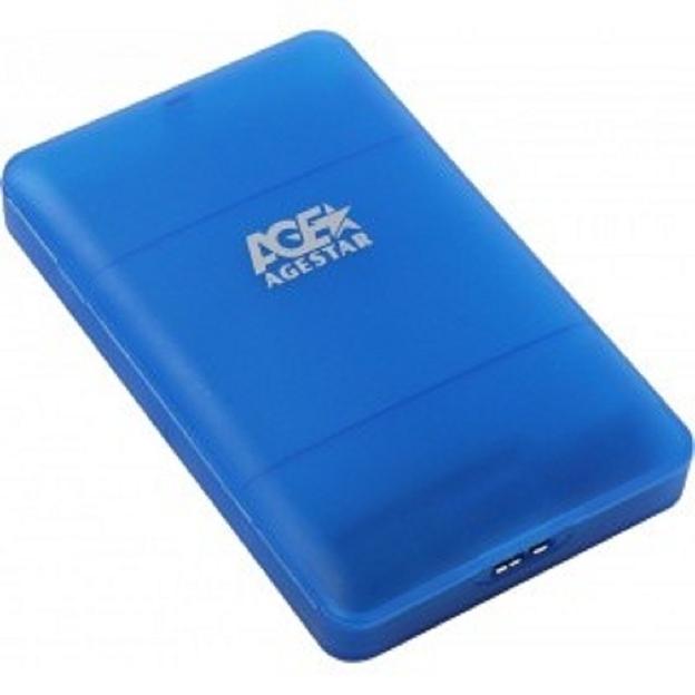 AgeStar 3UBCP3 (BLUE) USB 3.0 Внешний корпус 2.5" SATAIII HDD/SSD USB 3.0, пластик, синий, безвинтовая конструкция фото 1