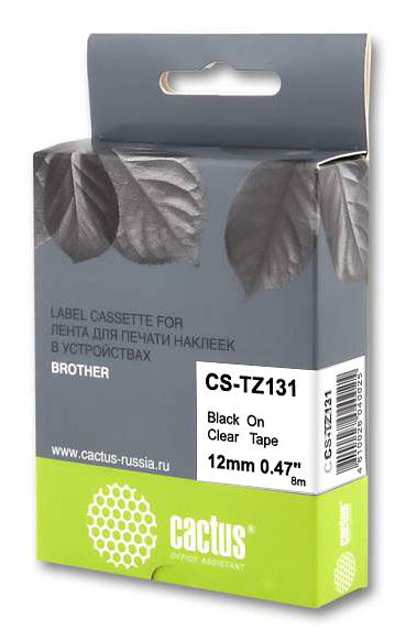 Картридж ленточный Cactus CS-TZ131 TZe-131 черный для Brother 1010/1280/1830VP/7600VP фото 1