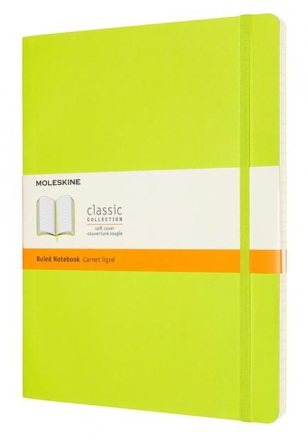 Блокнот Moleskine CLASSIC SOFT QP621C2 XLarge 190х250мм 192стр. линейка мягкая обложка лайм фото 1