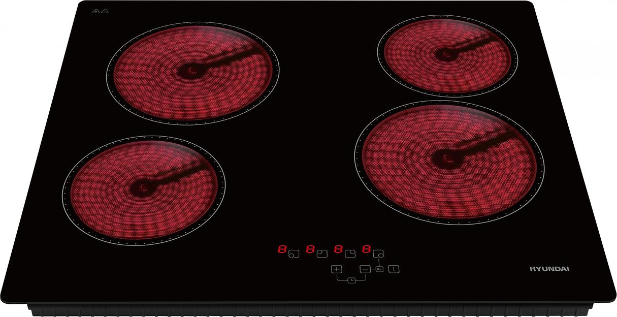 Варочная поверхность Hyundai HHE 6410 BG черный фото 3