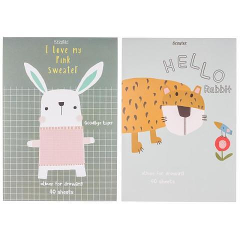 Альбом для рисования, А4, 40л., склейка, Kroyter Аnimals 66137 фото 1