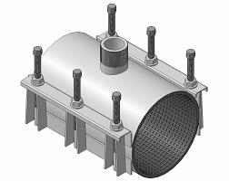 Врезной хомут ОД=139-150 L=300 наружная резьба ДУ40 фото 1