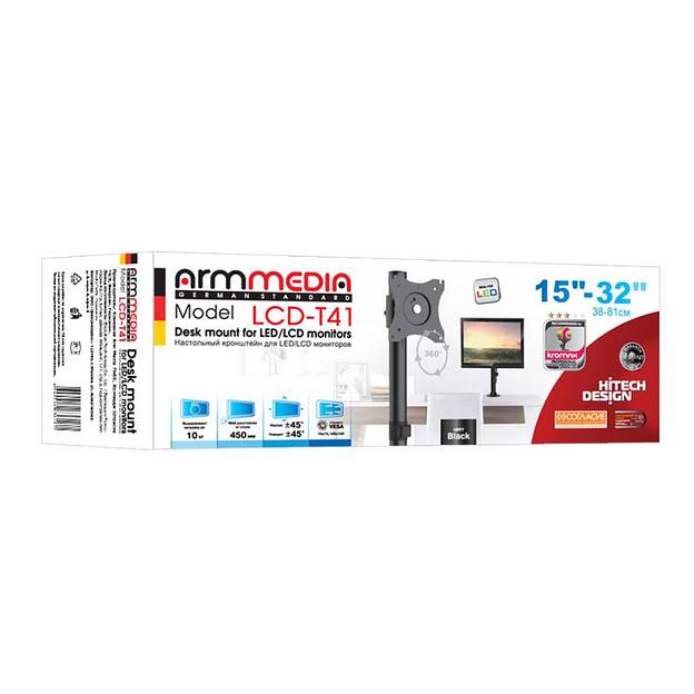 Кронштейн для мониторов Arm Media LCD-T41 черный 15"-32" макс.10кг настольный поворот и наклон верт.перемещ. фото 4