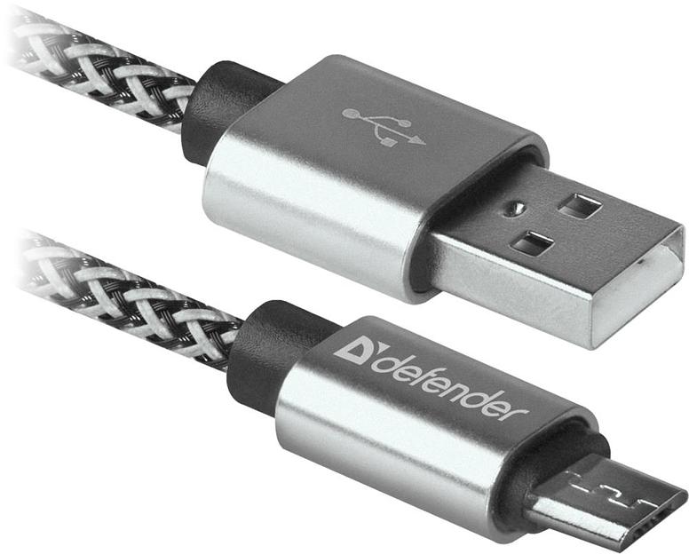 Кабель USB2.0 TO MICRO-USB 1M WHITE USB08-03T 87803 DEFENDER фото 3