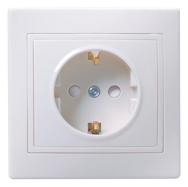 Розетка силовая IEK Кварта (ERK11-K01-16-DM) скрыт. зазем. штор. IP20 белый (упак.:1шт) фото 1