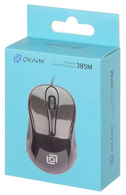 Мышь Оклик 385M черный оптическая (1000dpi) USB для ноутбука (3but) фото 7