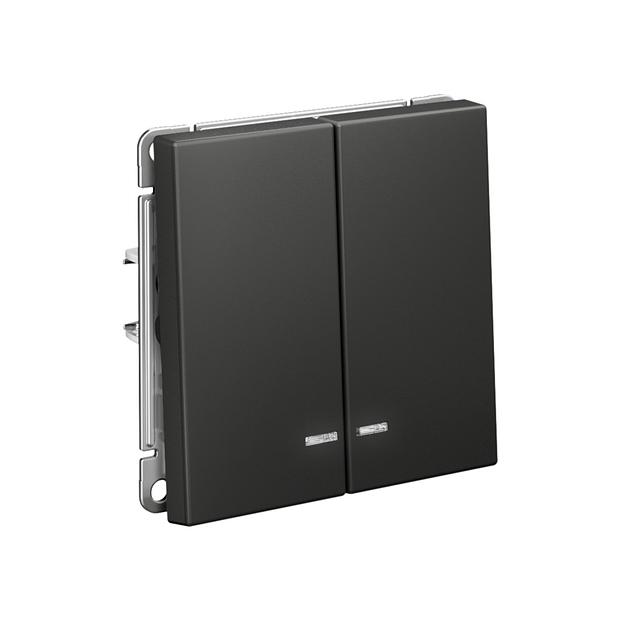 ARTGALLERY 2-клавишный ВЫКЛЮЧАТЕЛЬ с подсветкой, сх.5а, 10АХ, механизм, быстрозажимные клеммы, БАЗАЛЬТ фото 4