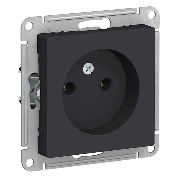 Systeme electric ATN001041 ATLASDESIGN РОЗЕТКА без заземления, 16А, механизм, КАРБОН фото 1
