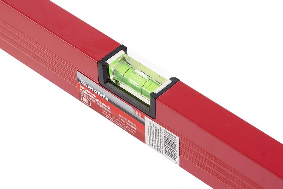 Уровень алюминиевый, 600 мм, 3 глазка, красный, линейка фото 3