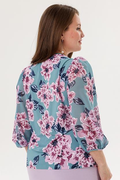 Блузка женская 7021-23/03/Бирюзовый, сиреневый фото 5