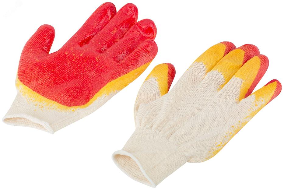 Перчатки вязаные х/б с двойной латексной заливкой наладонника фото 2
