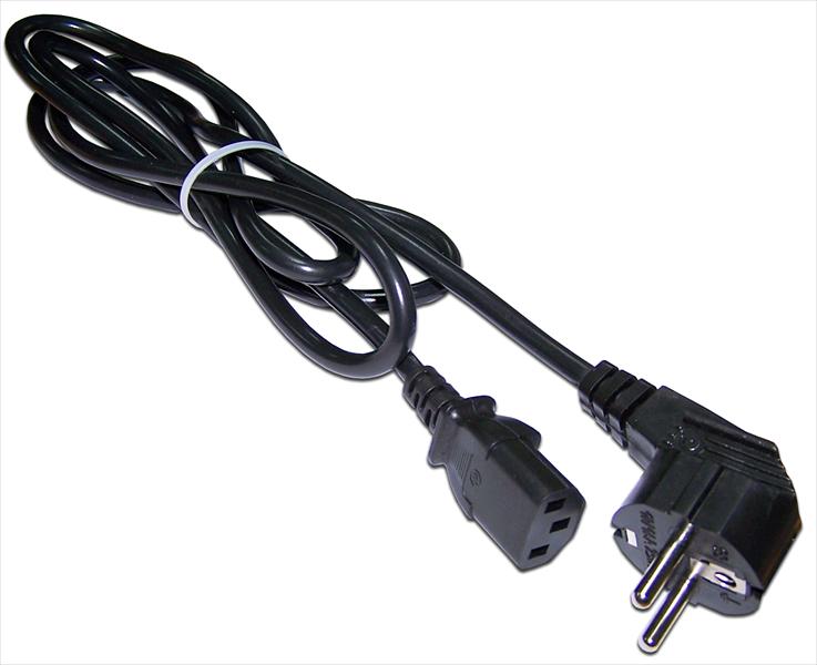 Шнур питания C13-Schuko угловая, 3х0.75, 220В, 10А, черный, 1 метр (LAN-PP13/SHA-1.0-BK) фото 1