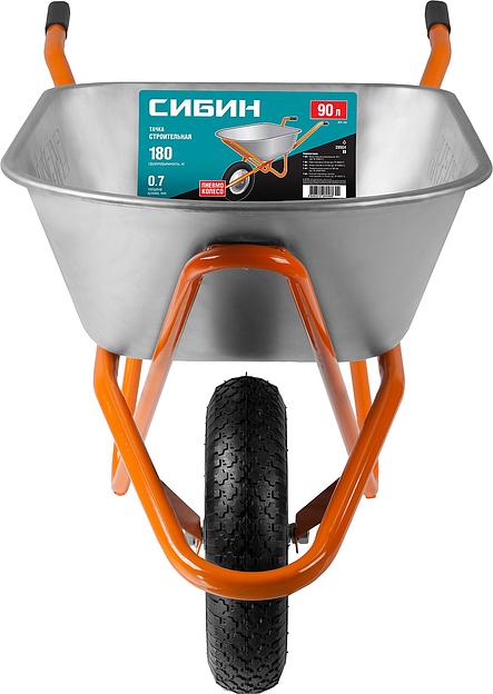 СИБИН СТ-12, 90 л, 180 кг, одноколесная, пневматические колеса, строительная тачка (39904) фото 3