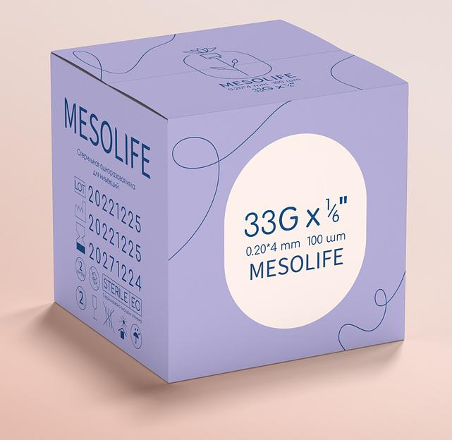 Игла одноразовая медицинская инъекционная стерильная MESOLIFE 33G 0,20х4 мм 100/5000, опт фото 1