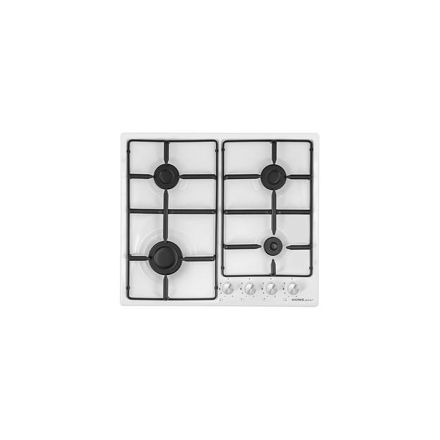 Газовая варочная панель HOMSAIR HGE643GWH, 4 конфорки, эмалированная сталь, белый фото 1